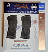 Elite Copper Fit Knee Compression Sleeve Flexible L/XL 16"-20" 2 Pack