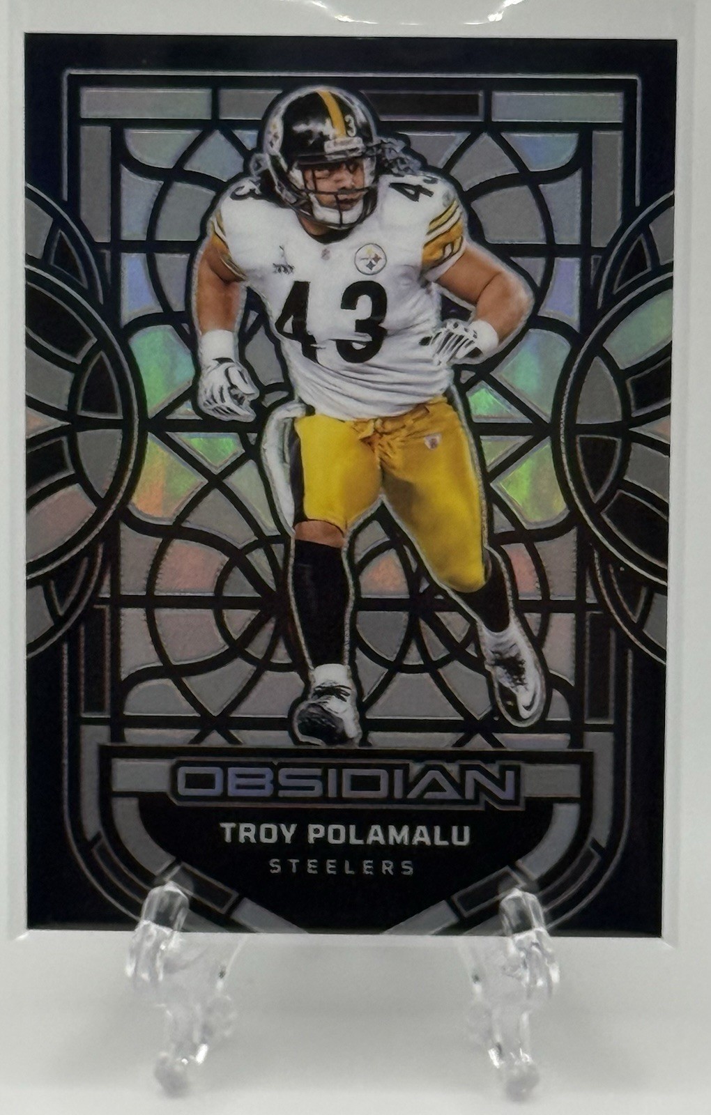 Troy Polamalu 2024 Panini Obsidian Black Stained Glass Case Hit SSP! Steelers
