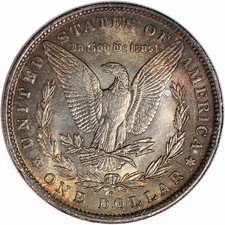 1884 O MORGAN SILVER DOLLAR $1 US COIN REV BULLSEYE TONED AU BU MS UNC FREE SHIP