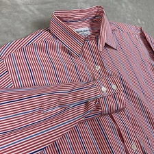 Turnbull & Asser Shirt Womens 12 Red White Blue Striped Button Front Long Sleeve