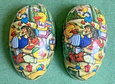 VTG Antique German Litho Dresden? Paper Mache Easter Egg Container Ducks Large