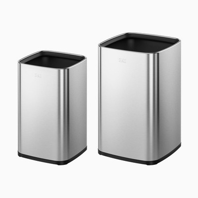 EKO 2-Pack Open Top Trash Can with Removable Inner Basket, Square Small Garba...