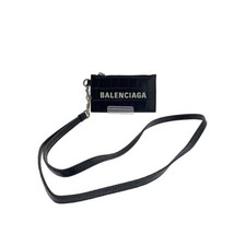 BALENCIAGA Leather Card Case, Black, Men's 594548