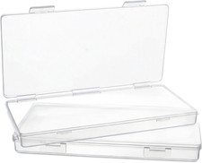 2Pcs Clear Plastic Case for Crafts, Small Plastic Boxes with Hinged Lids, 6.42 X