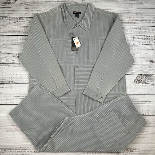 VTG Velour Godbody Corduroy Track Suit Wide Wale Jacket 3XL Pants 44x26 Y2K Gray - Picture 1 of 15
