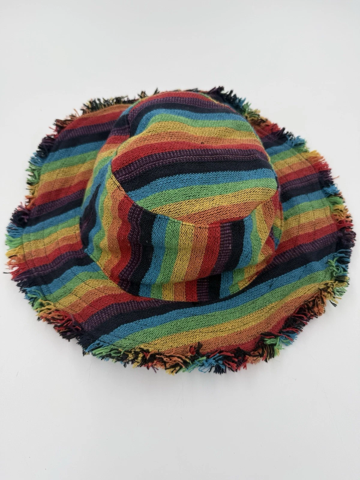 NWOT Hippie Boho Vegan Hemp Knit Sun Hat - RAINBOW PRIDE LGBTQ LOVE IS LOVE