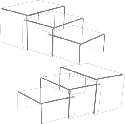 Ouskr 6 Pcs Acrylic Risers for Display, Display Riser, Clear 