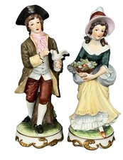 VTG Lefton China Victorian Revival Couple Figurines Colonial Rococo Set 8"