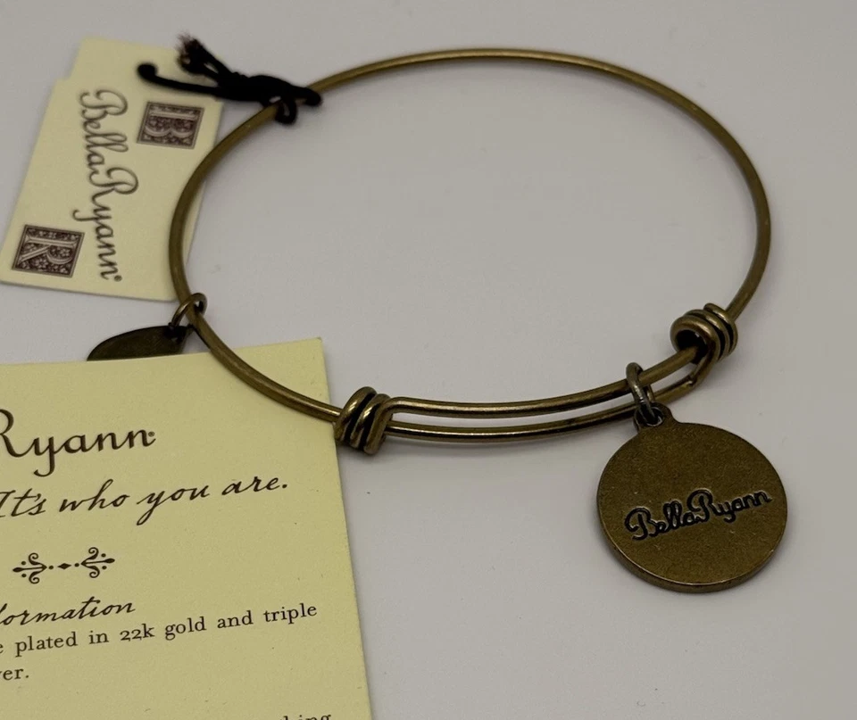Brazalete Brazalete Expandible Bella Ryann TEACHER Vintage Tono Dorado Dije Ovalado Foto 2 de 3