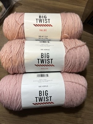 Big Twist Value Yarn Light Rose Acrylic 6oz/ 380yds. Set of 3 Medium 4