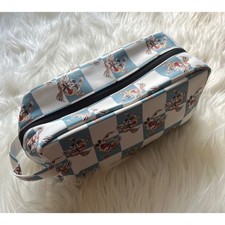 Mickey Mouse Toiletry Bag Mickey & Koi Fish Checkerboard Blue White NWOT