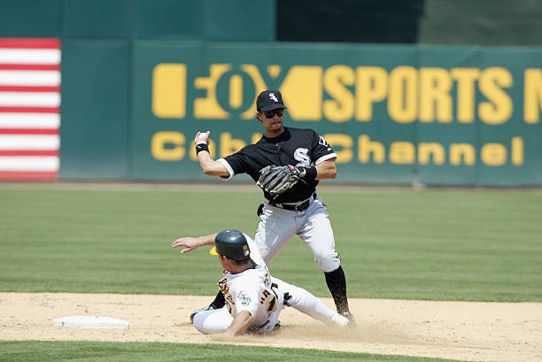 Shortstop Royce Clayton Chicago White Sox tries to complete a doub- Old Photo