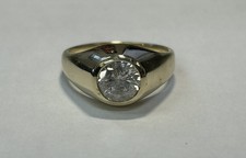  MA6 14k Yellow Gold Natural Round-Cut 1 Carat Solitaire Diamond Ring 7.4 Grams