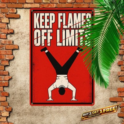 Bold White Block Typography Fire Safety Warning Metal Sign