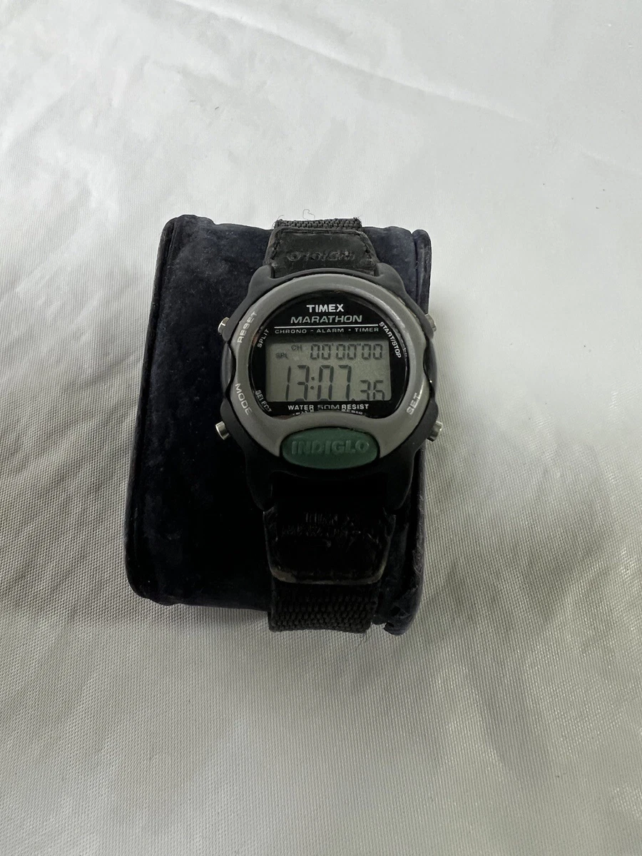 Montre Marathon Femme Timex Multi Fonctions Indiglo WR50M Bracelet Nylon Noi