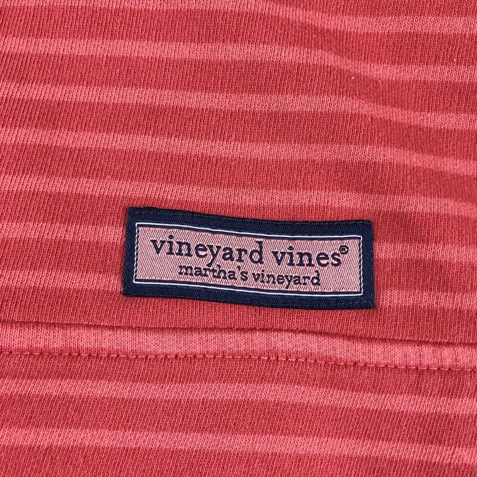 Moletom feminino Vineyard Vines listrado rosa pequeno 1/4 zíper pulôver pescoço simulado - Imagem 2 de 4