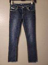 Levi's Girls Heavy Stitch Dark Wash Skinny Denim Jeans Size 12 Reg Bling