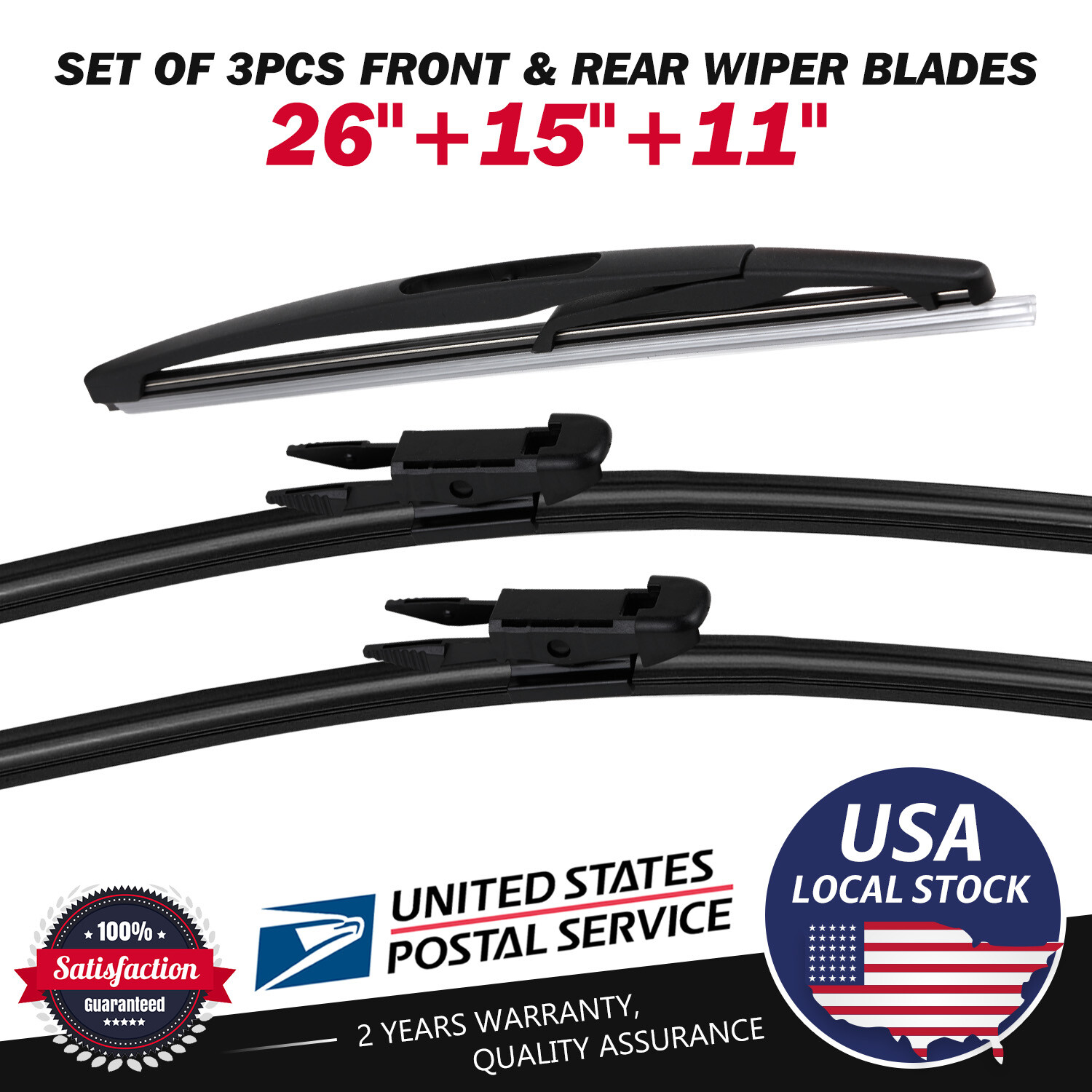 26in 15in 11in Replacement Windshield Wiper Blades For Chevrolet Sonic
