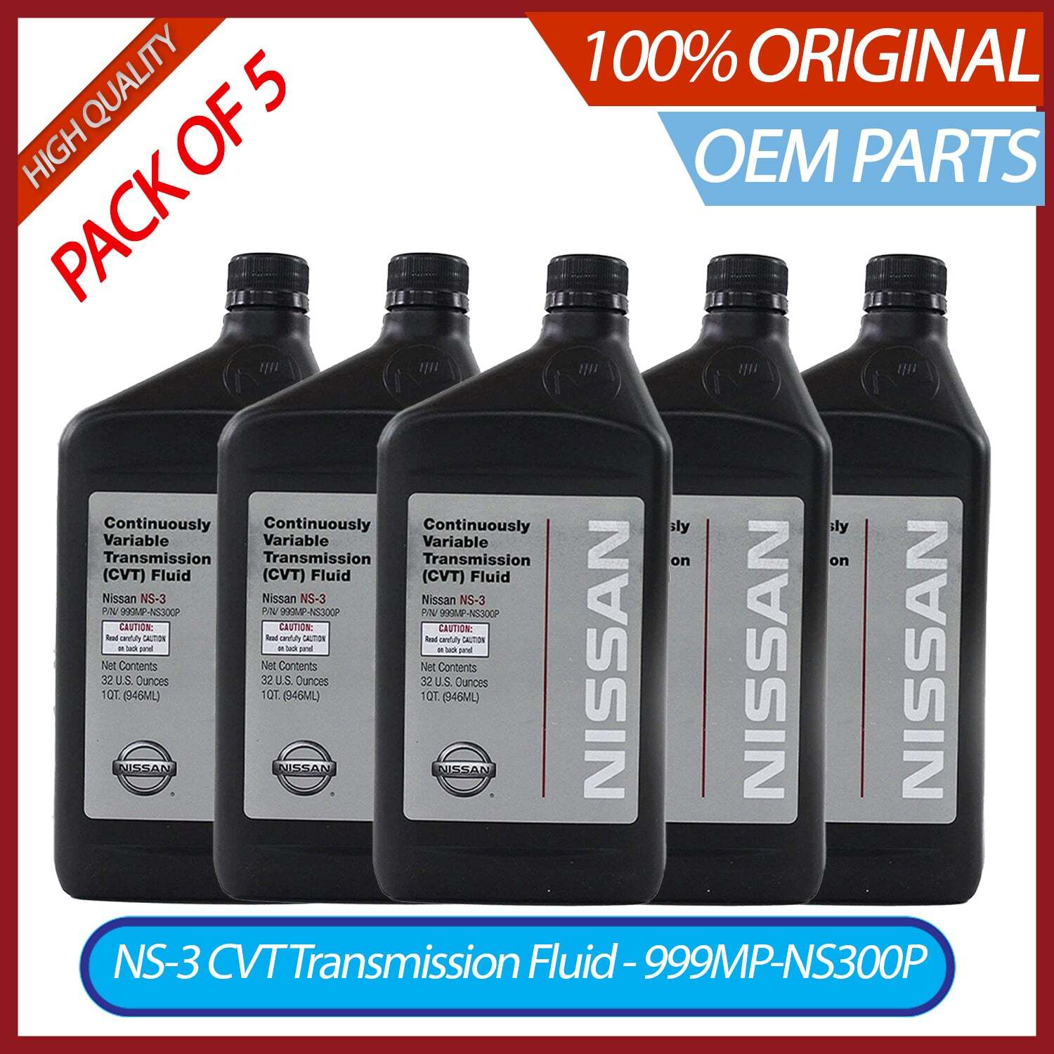Pack of 5 Genuine Nissan 1 Quart NS-3 CVT Transmission Fluid - 999MP ...