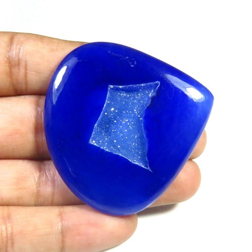 Blue Heart Window Onyx Cabs 47x47 mm Natural Druzy Agate Onyx Geode Gems OD-1136 - Picture 4 of 9