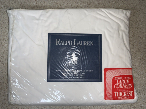 Polo solida Ralph Lauren bianca - 250 fili 100% cotone - una doppia - Foto 1 di 5