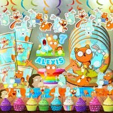 Kiff Cat Party Supplies happy birthday centerpiece decoration gift cup plate