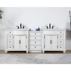 90.25" Carrara White Marble Top Double Sink Bathroom Vanity Modular Cabinet