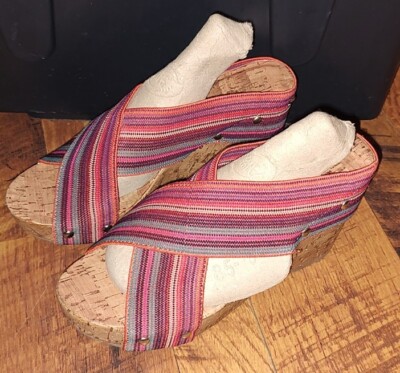 Montego Bay Club Women's Cork Platform Studded Strappy Shoes Size 8