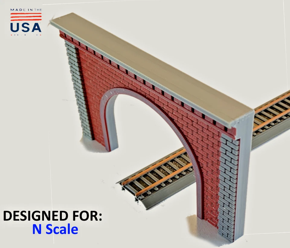 x2 N Scale Red Brick Single Train Tunnel Portals - Model Railroad Scenery 1:160 - Image 2 of 3