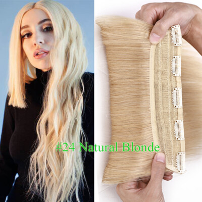 Thick One Piece Clip In 100% Remy Human Hair Extensions 3/4 Full Head Weft Ombre