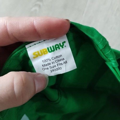 Subway Employee Hat 5 Panel Snapback Cap Green Yellow Adjustable OSFA Workwear - Picture 10 of 12