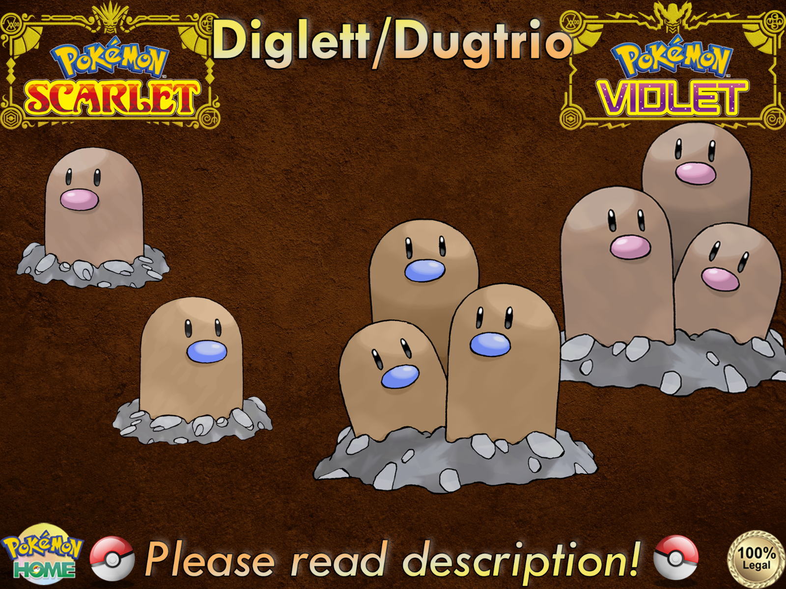 Shiny Diglett/Dugtrio (Alola Form) 6IV - Pokemon S/M US/UM Let's Go  Sword/Shield