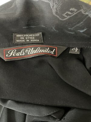 VTG Seals Unlimited Shirt Black Football Print Buttons Short