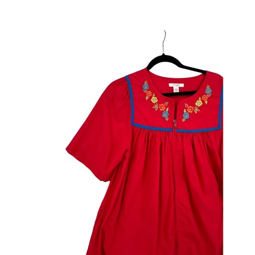 Go Softly Patio Robe Housedress Womens Small Housecoat Embroidered Grannycore - Picture 8 of 13