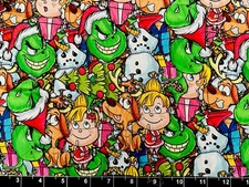 Tina SCRAP 9"x14" Custom Grinch Christmas Dr. Seuss Tumbler 100 Cotton Fabric