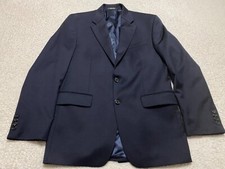 Ralph Lauren Chaps Mens Blazer sz 40 Solid Blue 2 Button Long Sleeve 100 Wool