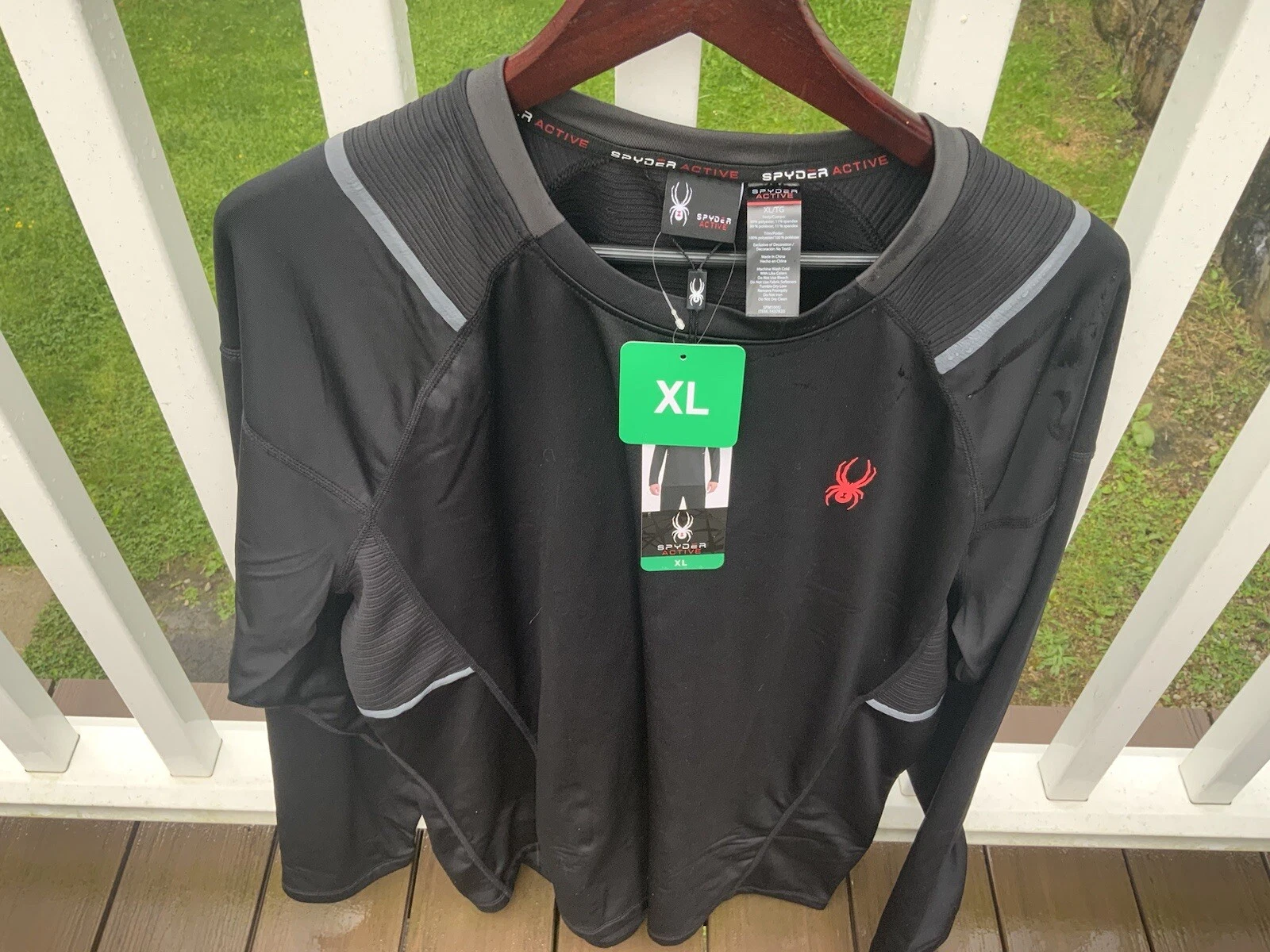 Spyder Active Men's Long Sleeve T-shirt XL Black Micro-fleece Lined Quick Dry