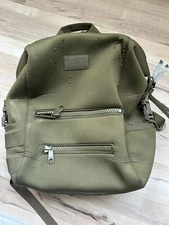 Dagne Dover Indi Neoprene Moms Bag Backpack Green Zippered Pockets