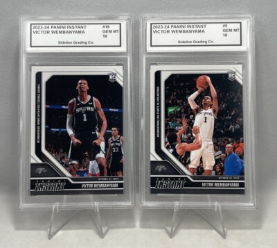 Victor Wembanyama Rookie Set Graded Gem Mint 10 2023 Panini Instant #5 & #19 RC