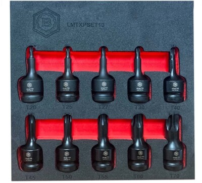 Britool Hallmark LMTXPSET10 10 Stück 1/2   Antrieb Impact Torx / Star Set T20 - T70