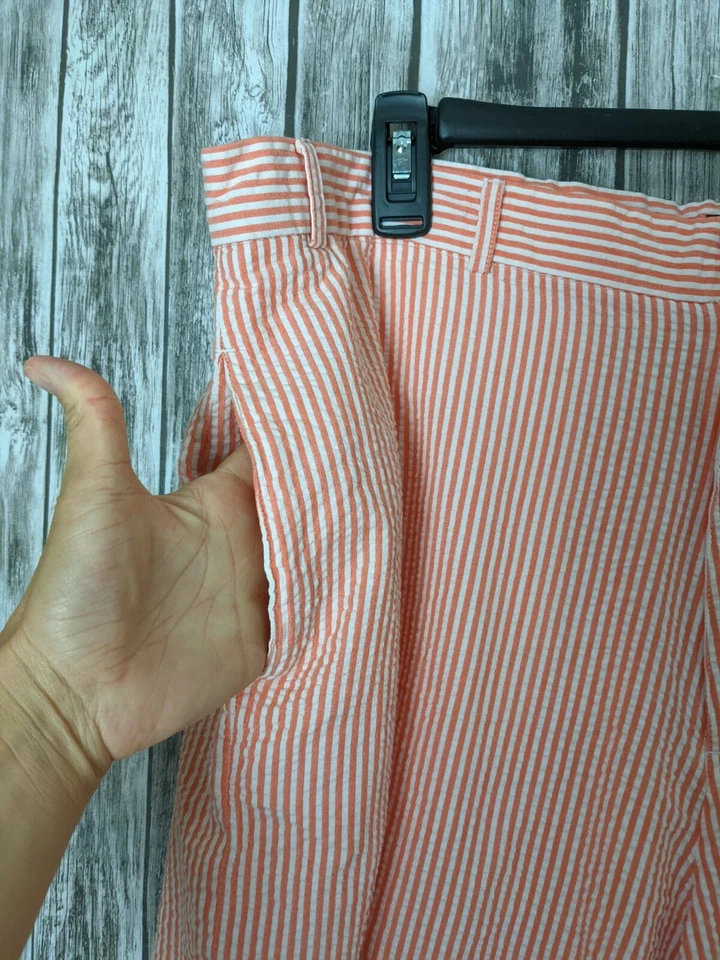 Pantalones Cortos John Blair Para Hombres Estilo Seersucker Melocotón y Blanco Talla 40 RN#81700 Foto 3 de 4