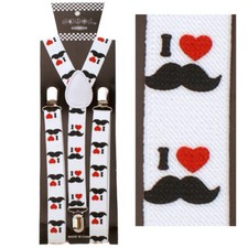 I Heart Mustache Adult Suspenders Adjustable Size Mustaches