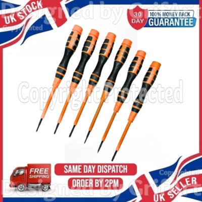 6-TEILIGES PRÄZISIONSSCHRAUBENDREHER-SET FLACHER KOPF SCHLITZ PHILIPS KLEINE UHR MAGNETISCH UK