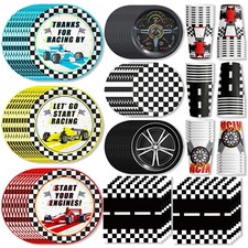 120pcs Race Car Birthday Party DecorationsTableware Racing Car Party Decorati...