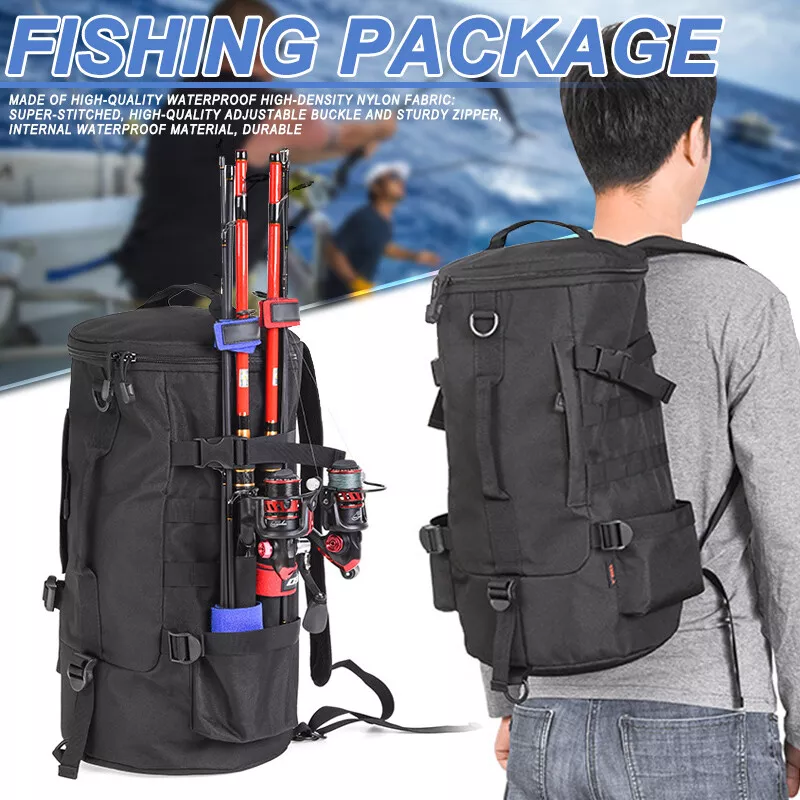 Fishing Backpack Fishing Rod Reel Lure Tackle Bag Double Shoulder