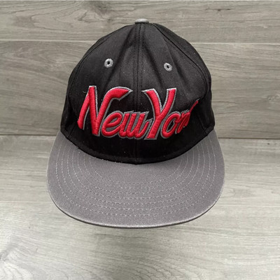 Kbethos Herren Erwachsene Einheitsgröße schwarz Kappe Druckknopflasche New York Mütze Baseball