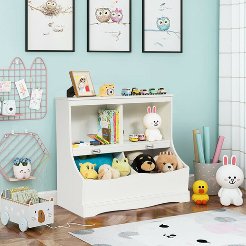 Kids Wooden Bedroom Storage Bookshelf Bins and Organizer for Toys and Books - Picture 6 of 12