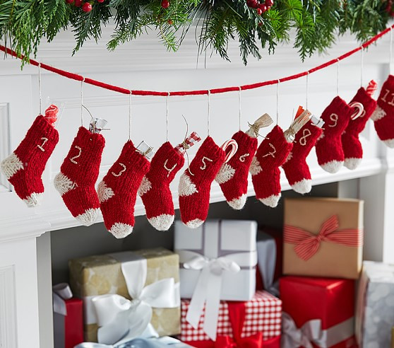 Pottery Barn Kids Knit Stockings Advent Calendar CHRISTMAS Countdown Garland