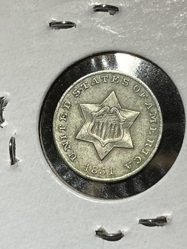 1851 Three Cent Silver Coin, Very Nice Condition ML - Picture 7 of 10