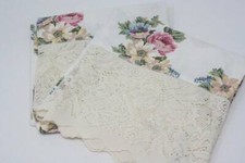 Vintage King Pillowcases Handsewn Trimmed With Ivory Lace Floral Polka Dot